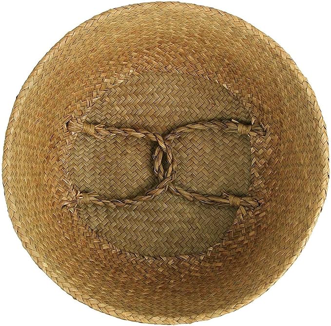 Casaphoria Woven Seagrass Belly Basket for Storage Plant Pot Indoor,Decorative Sturdy and Durable Natural Material Sea Grass Baskets with Handles,Seaweed Round Basket for Organizing(Large)