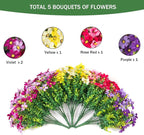 Artificial Flowers with Hanging Planter for Outdoor, Faux Silk Daisy UV Resistant Plants in Basket for Indoor Porch Garden Yard Spring Summer Decor(Rose Yellow)