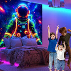 Apdidl Blacklight Posters Tapestry Space Astronaut Tapestries for Bedroom, Black Light Posters Cool Space Galaxy Wall Hanging, UV Reactive Art Aesthetic Decor Tapestry for Living Room Dorm (51"X60")
