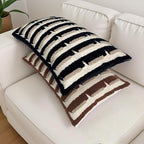 20"x20" Black Cream Stripe Tufted Pillow Covers Luxury Geometric Accent Pillows Soft Woven Decorative Pillow Cases for Couch, Sofa, Bedroom Décor (Black, 20"×12")