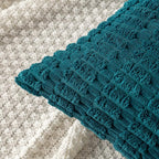 MIULEE Pack of 2 Corduroy Decorative Throw Pillow Covers 16x16 Inch Soft Boho Striped Pillow Covers Modern Farmhouse Home Decor for Summer Coastal Sofa Living Room Couch Bed Teal