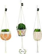 Macrame Plant Hangers Hanging Planter - 3 Pack Indoor or Outdoor Cotton Rope Hanging Plant Holder for Flower Pots - Modern Boho Home Decor, 3 Legs 42 Inch