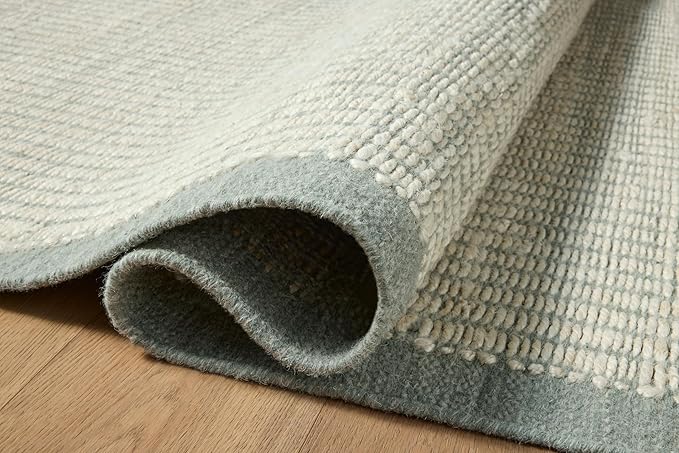 Loloi Amber Lewis Lilah Collection LIH-01 Ivory/Sky 2'-6" x 7'-6" Runner Rug Jute, Wool, Cotton, Neutral, Living, Bedroom, Dining, Rug