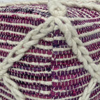 SIMPLIHOME Cowan Contemporary Square Pouf in Magenta and Natural Handloom Woven for the Living Room, Bedroom and Kids Room