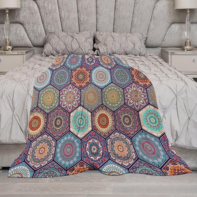Vintage Boho Floral Throw Blanket Bohemian Flower Patterned Blanket for Sofa Bed Couch Chair Or Dorm 30"x40"
