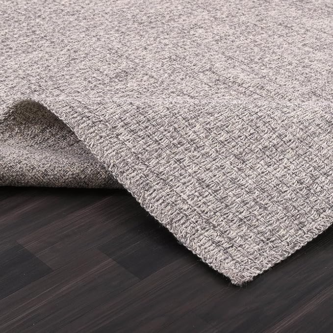 Easy Jute Door Mat, 2x3, Grey, Indoor, Outdoor, Silver, Solid, Rustic Style, Easy-Clean Rug, Woven, Carpet, for Living Room, Bedroom, Dining Room, Hallway, Office, Entryway or Patio, Deck, Porch