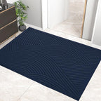 Sturdy Front Door Mat, Absorbent Muddy Dirt Resist Welcome Door Mats Outdoor Indoor, Stain and Fade Resistant, Non-Slip Backing Entry Mat Low Profile Doormat for Entryway, 47×32, Blue