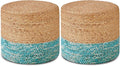 Wimarsbon 2Pcs Pouf Ottomans, Natural Seagrass Foot Stool, Hand Weaving Round Ottoman, Boho Decorative Seat, Jute Braided Pouffe Poof Accent Sitting Footrest for Living Room (18inch 68LK)