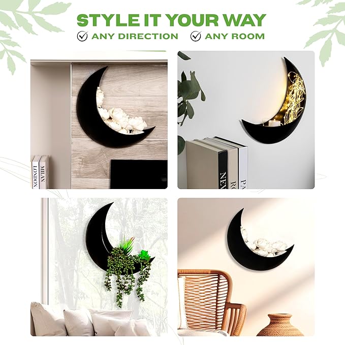 Wall Planter - Window Planter - Hanging Moon Planter - Boho Hanging Planters for Indoor Plants, Succulents, Air Plant, Cactus, Faux, Artificial Plants -Witchy Gifts for Women, Birthdays,Plant Lovers