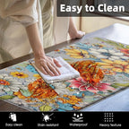 Arttown Boho Anti-Fatigue Kitchen Rug Set of 2 Colorful Floral Mandala Cushioned Floor Standing Mat Waterproof Non-Slip Mat and PVC Ergonomic Comfort Foam Rug