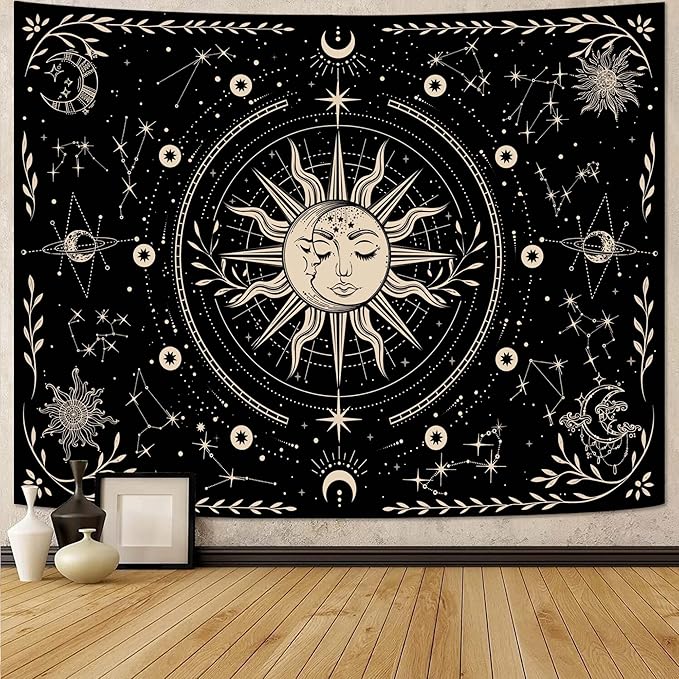 Spenlife Celestial Sun and Moon Tapestry Cosmic Tapestry for Bedroom Astral Tapestries Wall Hanging Bedroom Living Room Wall Art and Home Decor 70x90