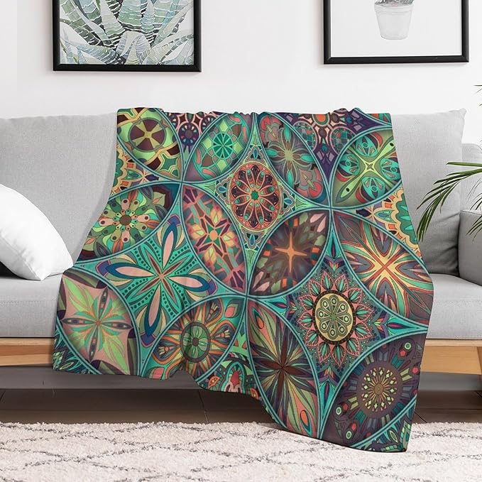 Vintage Mandala Throw Blanket Bohemian Boho Colorful Blanket for Sofa Bed Couch Chair Or Dorm 30"x40"