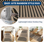 GarveeHome Modern Rainbow Easy Jute Runner Rug, 2x8 Runner Rug for Hallways - Non-Slip Indoor Outdoor Carpet, Washable for High Traffic Laundry Room, Kitchen, Entryway