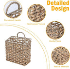 Magazine Holder, Woven Magazine Rack, Hanging Wall Basket with Handle, Rattan File Holder, Wall Mounted Storage Basket for Letters, Magazines, Books, Newspapers, Home & Office Organizer