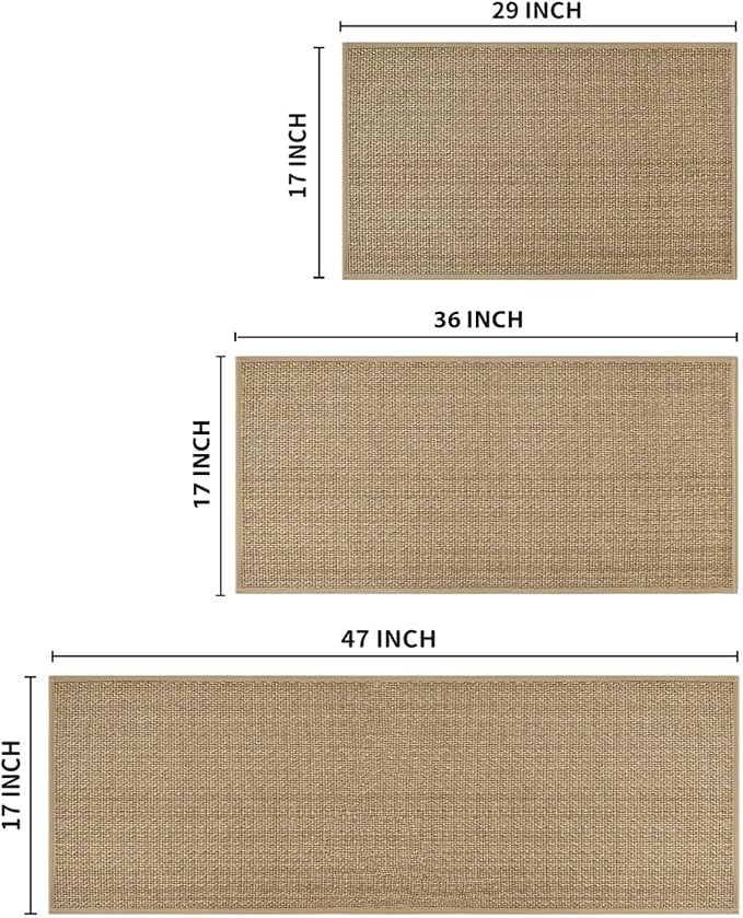 Artoid Mode Washable Non Slip Kitchen Rugs and Mats Set of 3, Rubber Backing Absorbent Kitchen Mats for Floor Front of Sink - 17"x29"+17"x36"+17"x47"