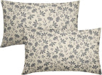 Grey Floral Pillow Covers 12x20 Set of 2 Vintage Rustic Old Style Cute Small Flower Gray Cream Print Rectangle Decorative Outdoor Pillowcases Fall Farmhouse Throw Cushion Case Couch Sofa Bed Decor