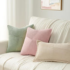 Topfinel Decorative SageGreen Throw Pillow Covers 22x22 Inch, Soft Corduroy Pillow Covers Textured Striped Patchwork Cushion Cases for Couch Sofa Bed Cute Autumn Home Decor 2 Packs