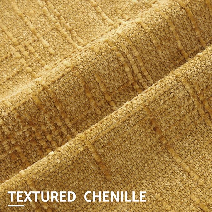 decorUhome Summer Mustard Yellow Chenille Euro Sham Throw Pillow Covers 24x24 Set of 2 Textured Cozy Slubby Couch Pillow Covers Modern Farmhouse Boho Decorative Pillow Cases for Bed Sofa Living Room