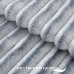 Pallene Faux Fur Plush Throw Pillow Covers 22x22 Set of 2, Luxury Soft Fluffy Striped Decorative Pillow Covers for Sofa, Couch, Living Room, Ombre Grey