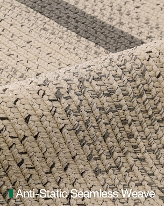 LUMI 4x6 Area Rug for Living Room, Natural Handwoven Rugs Non Slip, Farmhouse Braided Carpets No Shedding for High Traffic, Dining Room, Indoor, Outdoor, Patio