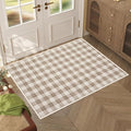 GarveeHome Checkered Rugs 2x3, Machine Washable Entryway Rug with Non Slip Backing, Stain Resistant Low-Pile Doormat for Indoor Outdoor Hallways Kitchen Bathroom Bedroom Beige