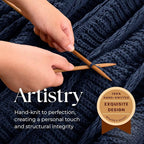 Boho Knitted Chenille Blanket with Tassels - Lightweight & Soft All-Season Throw - 3D Classic Pattern for Living Room Bedroom Couch, Royal Blue, Queen 90"x90"