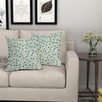 Aqua Floral Pillow Covers 22x22 Set of 2 Vintage Rustic Old Style Cute Small Flower Cream Print Decorative Outdoor Pillowcases Farmhouse Throw Cushion Case Decor for Couch Sofa Bed