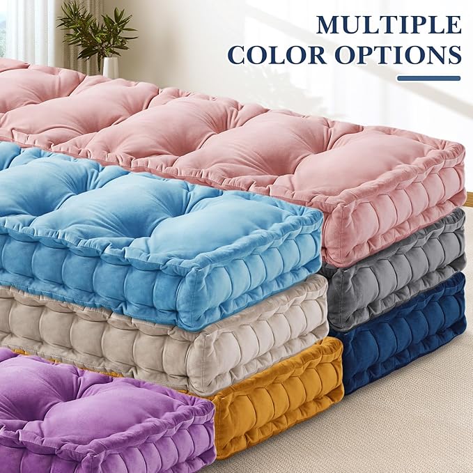 Bench Cushions for Indoor Furniture 40x20 in Velvet Kitchen Dining Piano Window Seat Cushion, Tufted Patio Porch Swing Thicken Bench Pad Memory Foam (Royal Blue)
