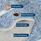 GarveeHome Scalloped Large Living Room Area Rug 8x10 - Machine Washable Modern Rugs Bordered Neutral Rug Non-Shedding Low Pile Farmhouse Carpet for Bedroom Nursery Classroom Dorm 8 ft x10 ft Blue