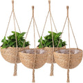 4 Pieces Hanging Planter Basket Set Jute Rope Plant Hangers Hand Woven Storage Flower Pot with Waterproof Plastic Liner Indoor Boho Hanging Plant for Home Office Yard Decor, 12.2 (D) 7.9 (H) Inch