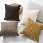 Topfinel 4 Packs Brown Decorative Throw Pillow Covers 18x18 Inch for Living Room Couch Bed, Modern Rustic Modern Home Decor, Soft Corduroy Small Bulge Accent Square Cushion Case 45x45 cm(Rust,Orange)