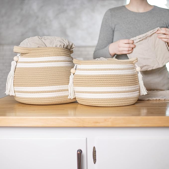 Woven Plant Baskets for Indoor Plants (Set of 2) – Boho Basket Planters for Home Décor