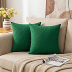 Thmyo 4-Pack 100% Cotton Comfortable Solid Decorative Throw Pillow Case Square Cushion Cover Sublimation Blank Pillow Covers DIY Throw Pillowcase for Sofa Couch(16x16 inch/ 40x40cm, Christmas Green)