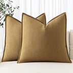 MIULEE Decorative Linen Euro Sham Pillow Covers 26x26 Mustard Yellow Boho Farmhouse Neutral Couch Throw Pillows for Bed Pack of 2 Accent Modern Pillowcase Summer Sofa Livingroom Home Decor