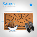 PLUS Haven Coconut Coir Home Entrance Door Mat – 17.5" x 30" | The Happiest Place on Earth Heavy-Duty Doormat for Indoor & Outdoor Use | Eco-Friendly & Durable