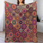 Mandala Indian Bohemian Throw Blanket Paisley Purple Floral Boho Abstract Tribal Blanket for Sofa Bed Couch Chair Or Dorm 30"x40"