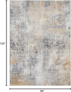 Area Rug 8×10, Large Vintage Boho Rug,Ultra-Soft Low Pile, Washable, Non Slip,Stain Resistant, Printed Carpet for Living Room Bedrooms Playroom Office Kitchen, Gold/Grey