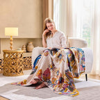 Boho Throw Blanket, 100% Cotton Ultra Soft Luxury Throw Rustic Quilt, 90"x98" Floral Bird Butterfly Farmhouse Decor Bed Blankets, All Season Rustic Reversible Bohemian Throw for Bed - Yellow