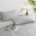 JELLYMONI Pillowcases King Size Light Grey 2 Pack Boho Striped Bed Pillow Covers 20x36in Polyester Envelope Pillow Shams Tufted Bohemian Textured (Pillows are not Included)