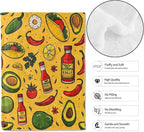 Taco Cute Throw Blanket - 40x50in,Ultra Soft, Cozy Lightweight Flannel,Mexican Cuisine Avocado Hot Sauce Blankets - Gifts for Kids Girls & Food Lovers,for Couch Home Living Room Festive Decor