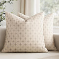 MIULEE Pack of 2 Decorative Burlap Linen Christmas Throw Pillow Covers Modern Farmhouse Pillowcases Rustic Woven Textured Cushion Cover for Sofa Couch Bed 16x16 Inch Beige