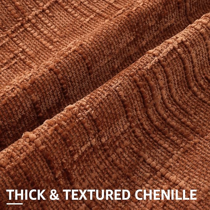 decorUhome Rust Chenille Throw Pillow Covers 16x16 Set of 2 Textured Soft Cozy Slubby Couch Pillow Covers Modern Farmhouse Boho Decorative Pillow Cases for Bed Sofa Living Room