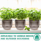 Meanplan 4 Pcs Self Watering Hanging Planter Indoor 6.5 Inch Hanging Baskets for Plants Outdoor Plastic Flower Pot with 3 Hooks Chains Drainage Holes for Garden Home, Medium Size(Gray)