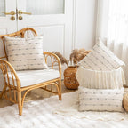 Boho Throw Pillow Covers 22x22 Set of 2 Modern Farmhouse Decorative Cushion Case Tufted Square Pillows Cover Neutral Pillow Cases Accent Pillowcase for Sofa,Couch,Bed,Beige and Grey