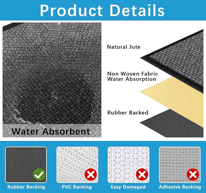 5ft Boho Kitchen Rugs and Mats Non Skid Washable, Braid Jute Kitchen Floor Runner Absorbent Kitchen Carpet Sink Rug