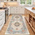 Area Rugs 3'x6' Runner Rug Non Slip Washable for Kitchen Hallway Bedroom Beside Laundry Room Bathroom Rug, Floor Carpet, Beige Navy Blue Orange Colorful