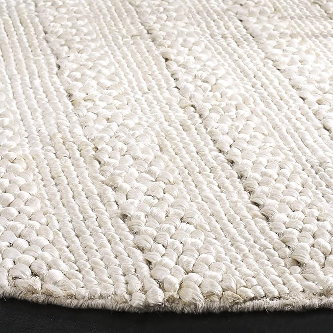 SAFAVIEH Natural Fiber Collection Area Rug - 3' Round, Bleach, Handmade Jute, Braided Woven Design, Ideal for Living Room, Bedroom (NF212D)