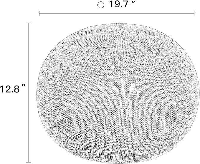 ARTPLAN - Round Knit Pouf - Woven Floor Ottoman - Handmade & Hand Stitched - 19.7 Dia x 12.8 High - Boho Home Décor - Living Room - Bedroom,Classic Blue