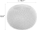 ARTPLAN - Round Knit Pouf - Woven Floor Ottoman - Handmade & Hand Stitched - 19.7 Dia x 12.8 High - Boho Home Décor - Living Room - Bedroom,Sky Blue