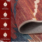 Area Rug 3x5 Rug Machine Washable Non-Slip Low Pile Print Pattern Western Rug for Living Room Bedroom Entryway Tribal Series -Red/Orange